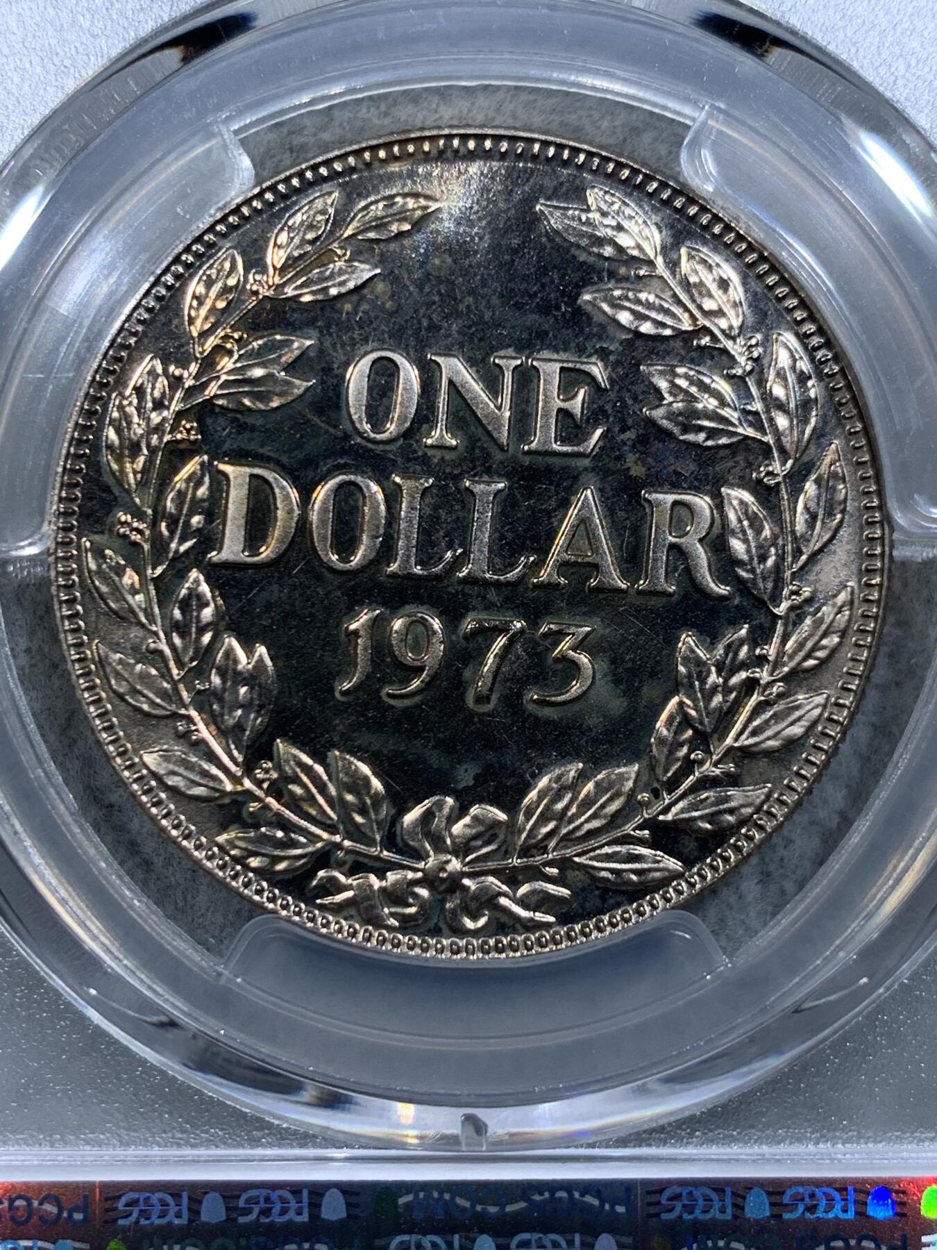 《竞宝斋》第314场 周日，周一，周二  3场连拍 （全场包邮） PCGS PR66 1973 利比里亚 精制$1 套币中的主币 少见