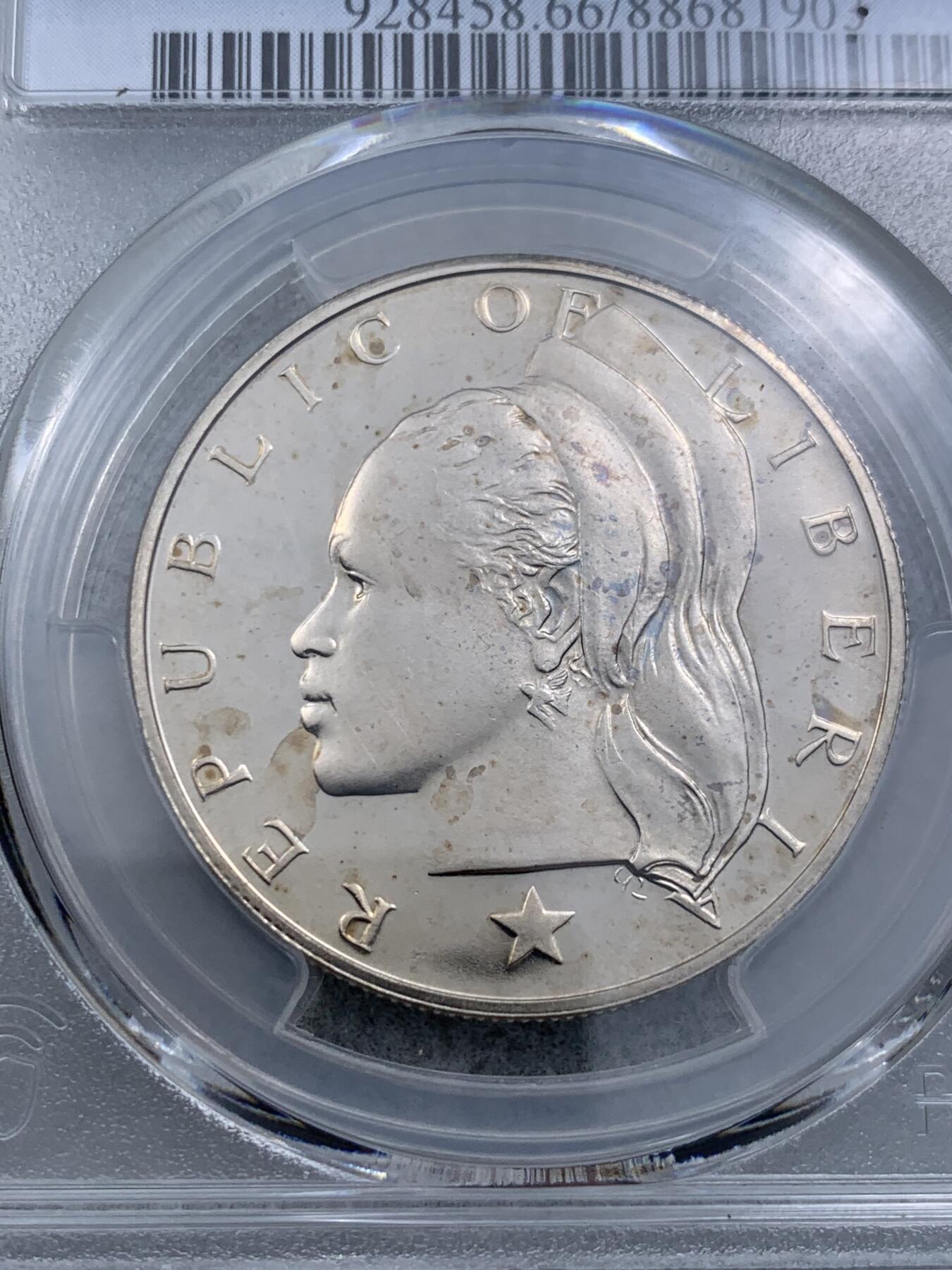 《竞宝斋》第314场 周日，周一，周二  3场连拍 （全场包邮） PCGS PR66 1973 利比里亚 精制$1 套币中的主币 少见
