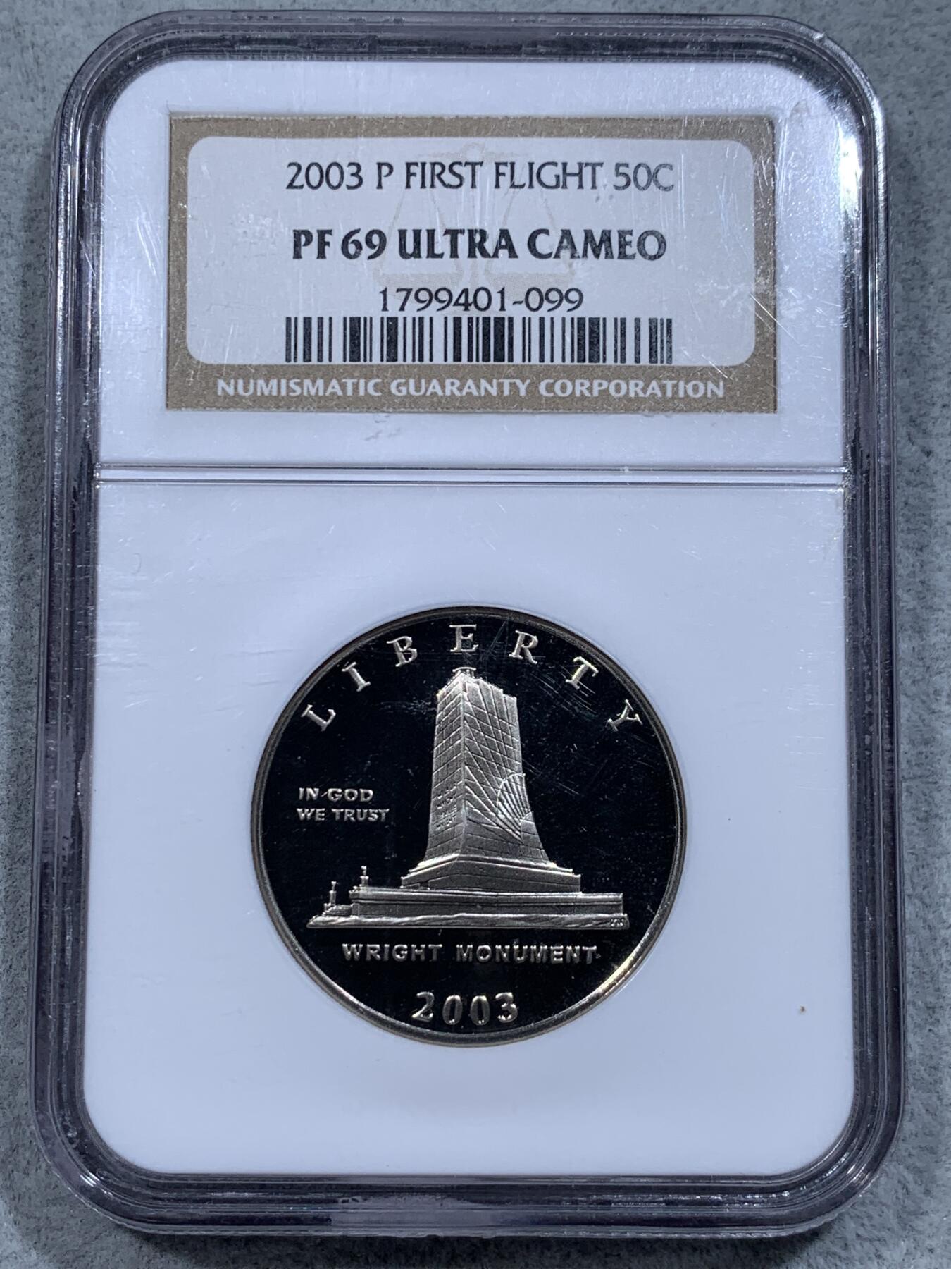 《竞宝斋》第314场 周日，周一，周二  3场连拍 （全场包邮） NGC PF69UC 美国2003年P版飞行半美元