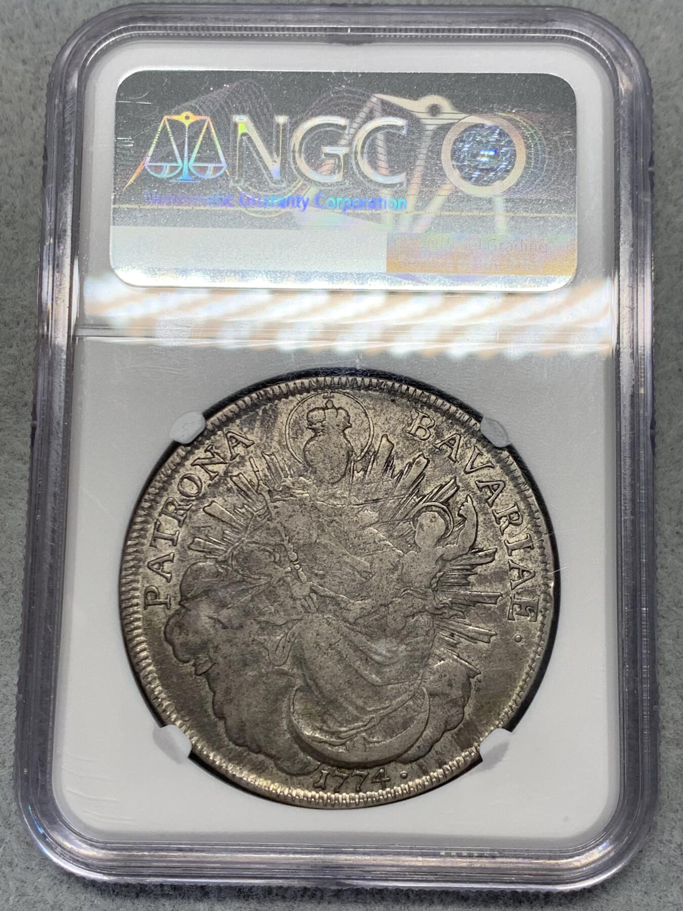 《竞宝斋》第314场 周日，周一，周二  3场连拍 （全场包邮） NGC VF25 巴伐利亚 1774A圣母抱婴1泰勒银币 包浆好