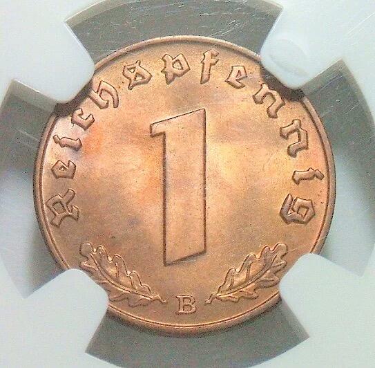 NGC MS66RD 德国第三帝国1939年B版1芬尼 难得开卷原光 