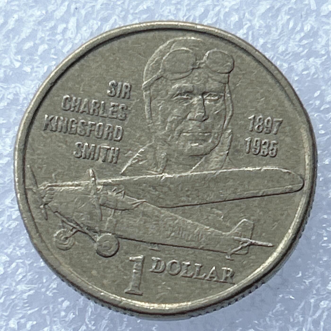 海外回流1元起拍小铺 各国钱币散币场 第17期 澳大利亚1元铜币纪念币 1997年飞行员查尔斯史密斯