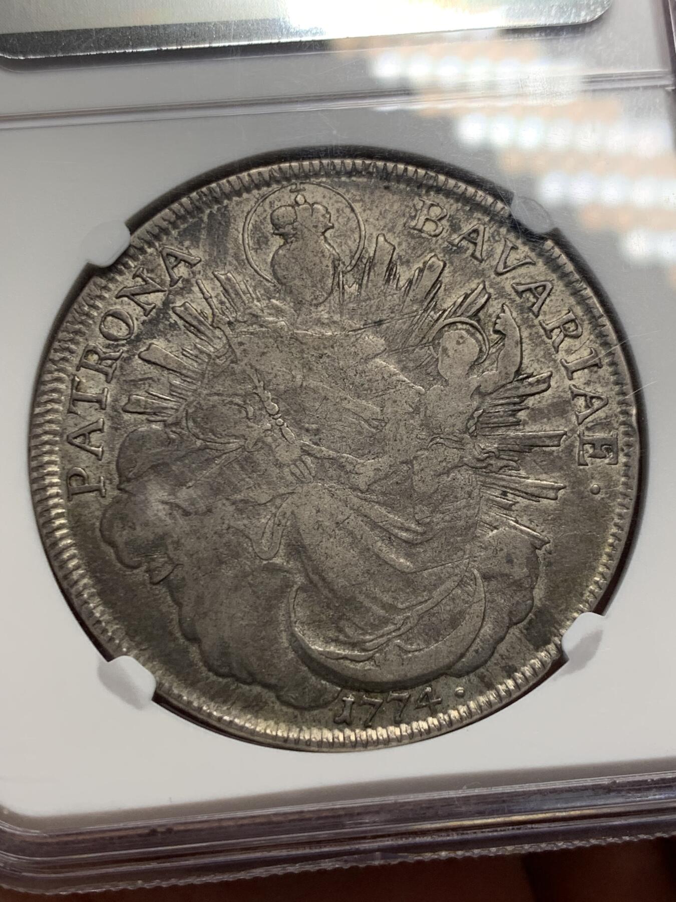 《竞宝斋》第314场 周日，周一，周二  3场连拍 （全场包邮） NGC VF25 巴伐利亚 1774A圣母抱婴1泰勒银币 包浆好
