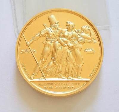 法国纪念1814年 拿破仑战争+雄鹰高浮雕精制大镀金章 40MM - 法国纪念1814年 拿破仑战争+雄鹰高浮雕精制大镀金章 40MM