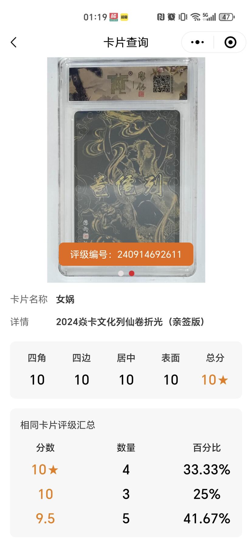 阳大大卡牌超级大甩拍第19期（持续收拍品，进群福利早知道） 彫仙 列仙传 女娲亲签 爆金10星 全宇宙唯一稀缺好卡