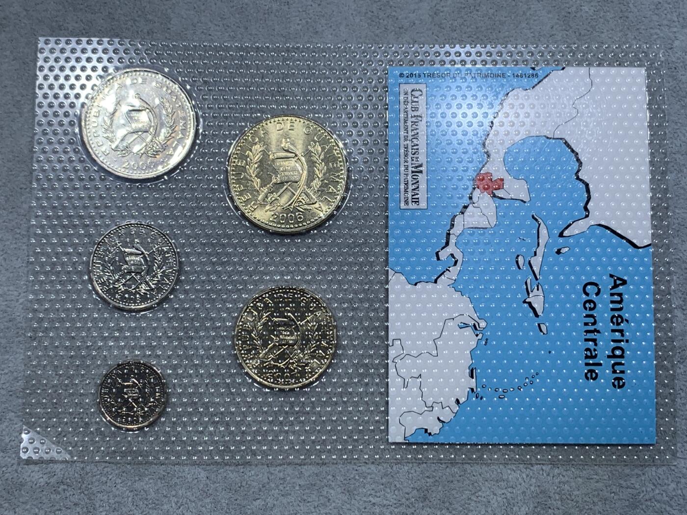 《竞宝斋》第314场 周日，周一，周二  3场连拍 （全场包邮） 危地马拉五枚套纪念币 塑封装