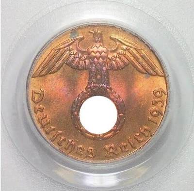 PCGS MS64RD 德国第三帝国1939年F版1芬尼 难得开卷原光 - PCGS MS64RD 德国第三帝国1939年F版1芬尼 难得开卷原光