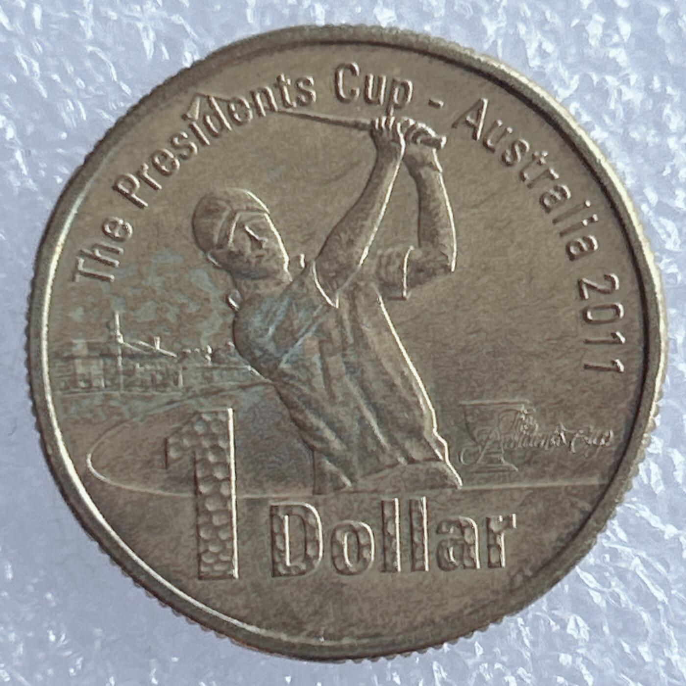 海外回流1元起拍小铺 各国钱币散币场 第17期 澳大利亚2011年1元纪念币 总统杯-高尔夫球赛