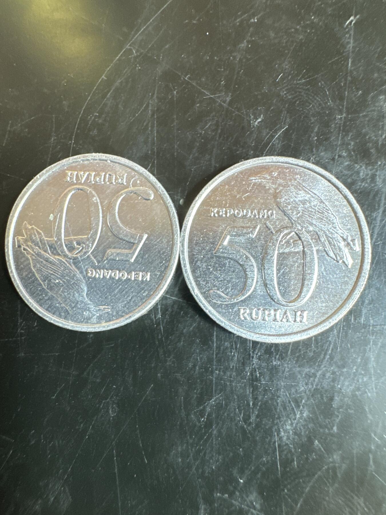 大家国庆快乐～今天还是一天发货哟～ 印度尼西亚50卢比（两枚）