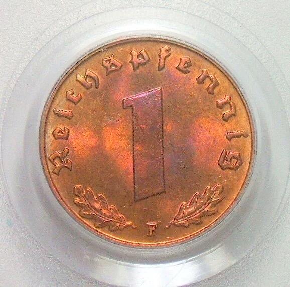 PCGS MS64RD 德国第三帝国1939年F版1芬尼 难得开卷原光