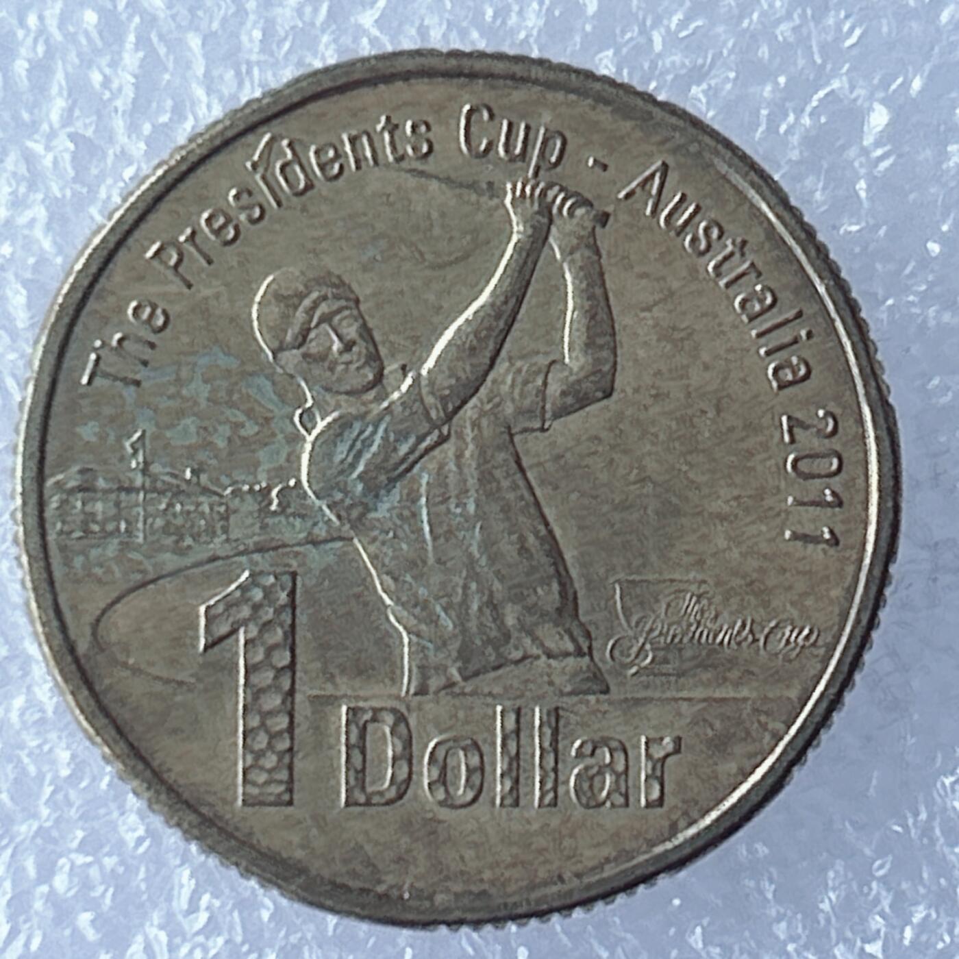 海外回流1元起拍小铺 各国钱币散币场 第17期 澳大利亚2011年1元纪念币 总统杯-高尔夫球赛