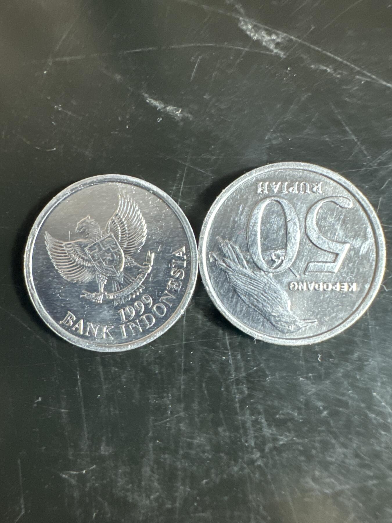 大家国庆快乐～今天还是一天发货哟～ 印度尼西亚50卢比（两枚）