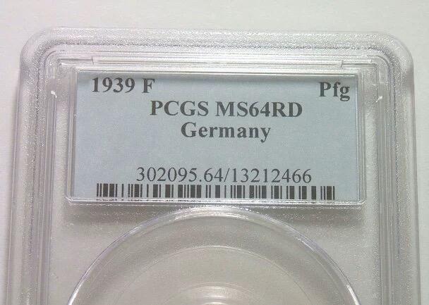 PCGS MS64RD 德国第三帝国1939年F版1芬尼 难得开卷原光