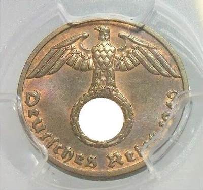 金盾PCGS MS64 德国第三帝国1940年F版1芬尼 难得开卷原光 - 金盾PCGS MS64 德国第三帝国1940年F版1芬尼 难得开卷原光