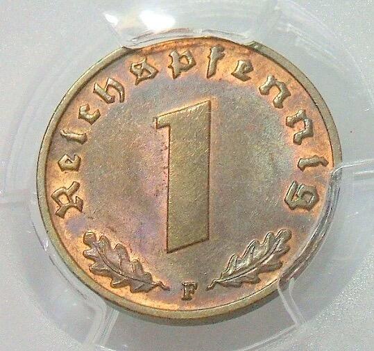 金盾PCGS MS64 德国第三帝国1940年F版1芬尼 难得开卷原光