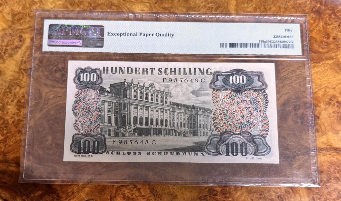 得物收藏 Chase Auction 第32期 - - 外钞、民国钞和人民币混合场！ 1961年奥地利100先令，PMG50e！