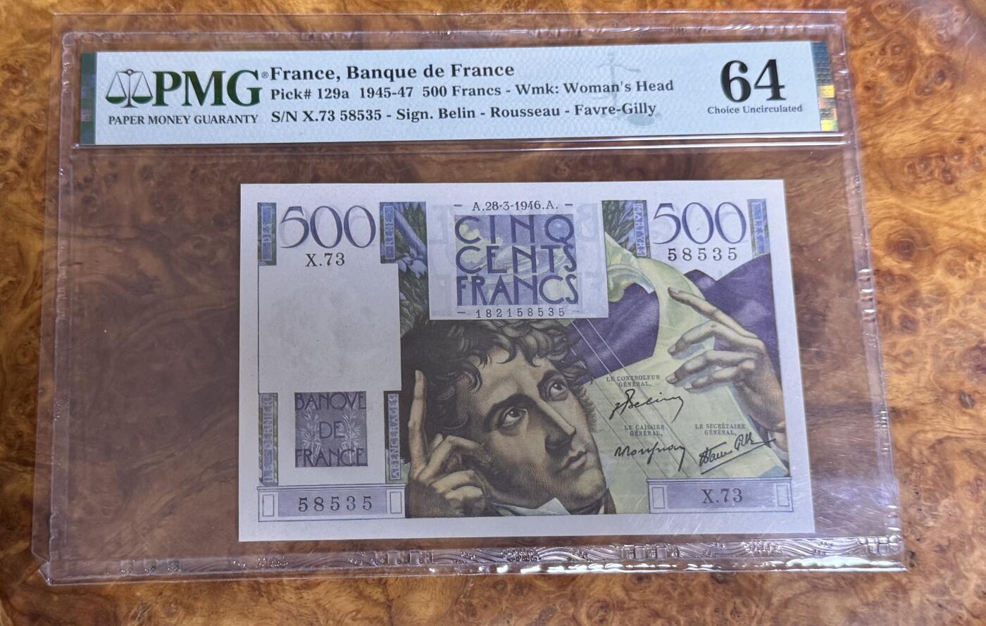 得物收藏 Chase Auction 第32期 - - 外钞、民国钞和人民币混合场！ 1945年法国500法郎，PMG64！