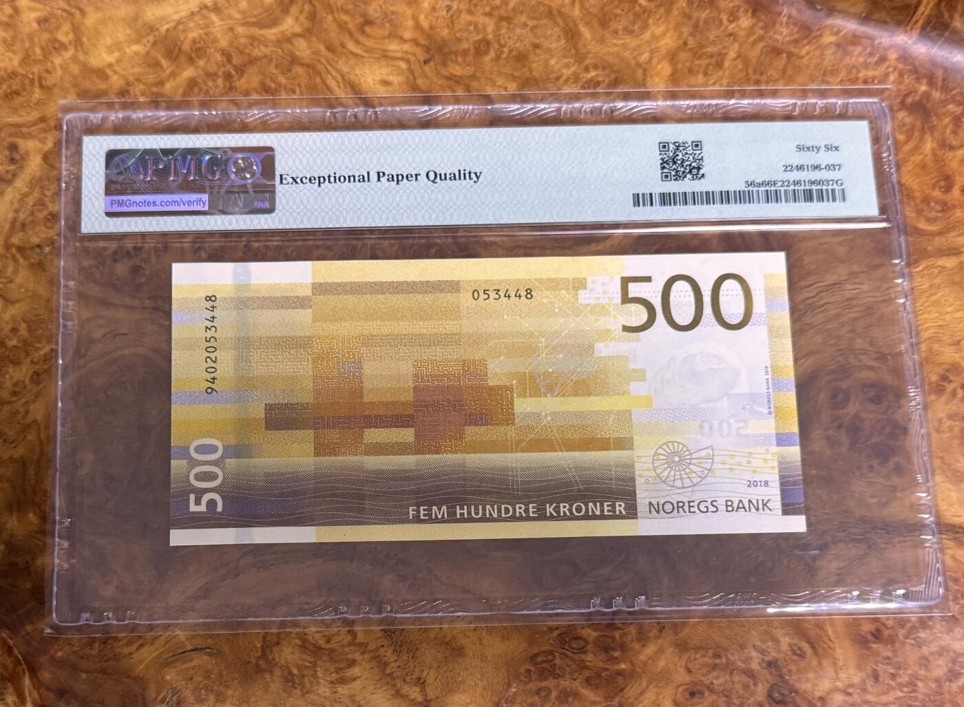 得物收藏 Chase Auction 第32期 - - 外钞、民国钞和人民币混合场！ 2018年挪威500克朗，PMG66！