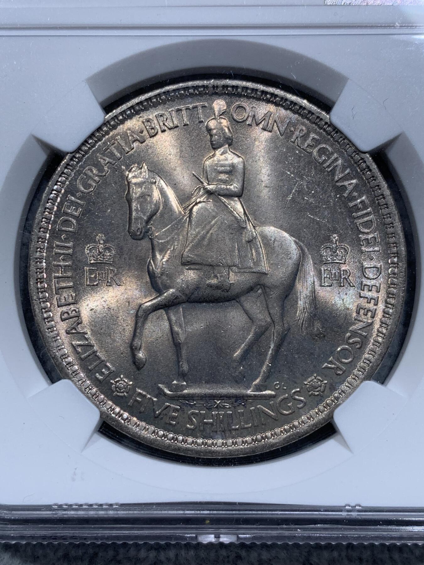 《竞宝斋》第315场 周日，周一，周二  3场连拍 （全场包邮） NGC MS64 英国1953年伊丽莎白二世登基纪念克朗