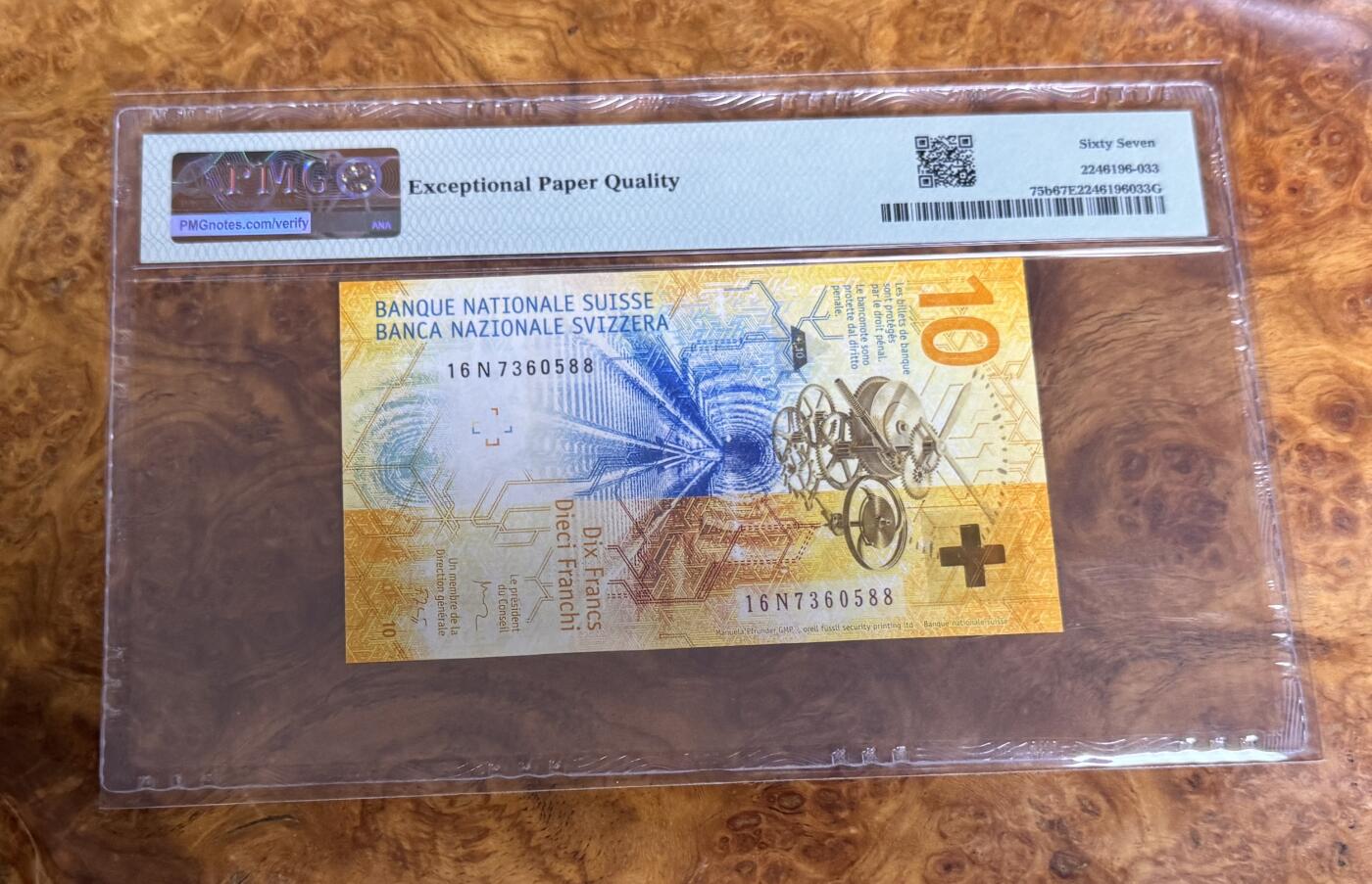 得物收藏 Chase Auction 第32期 - - 外钞、民国钞和人民币混合场！ 2017年瑞士10法郎，PMG67！