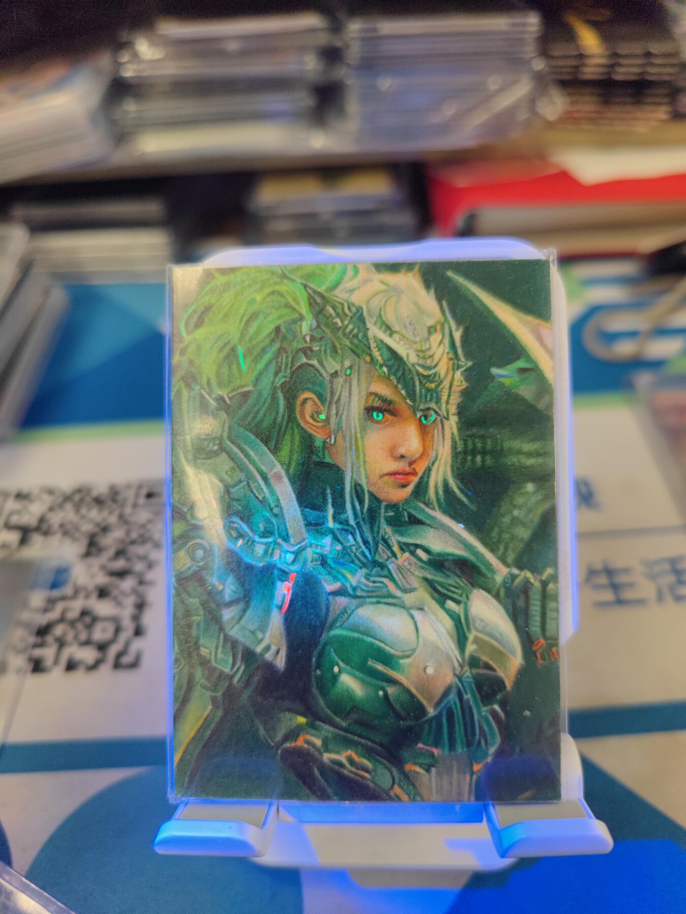 妖精的尾巴卡牌拍卖《手绘卡专场》第二十九期(收拍品) 手绘卡-骑士美女（部分带荧光特效）-画师:小亿