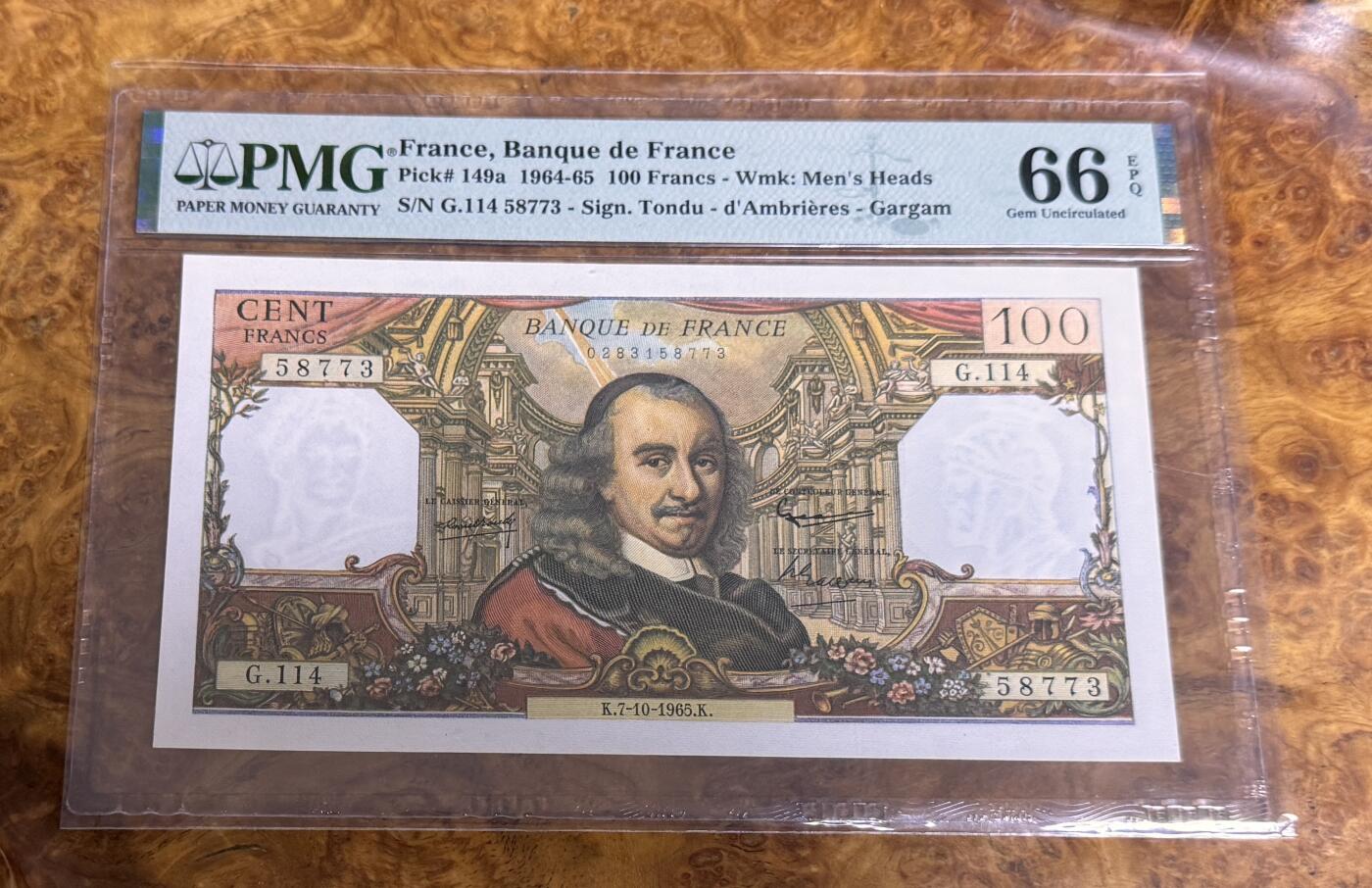 得物收藏 Chase Auction 第32期 - - 外钞、民国钞和人民币混合场！ 1964年法国100法郎，PMG66！