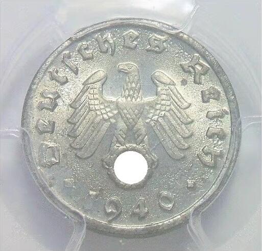 金盾PCGS MS65 德国第三帝国1940年D版1芬尼 难得开卷原光