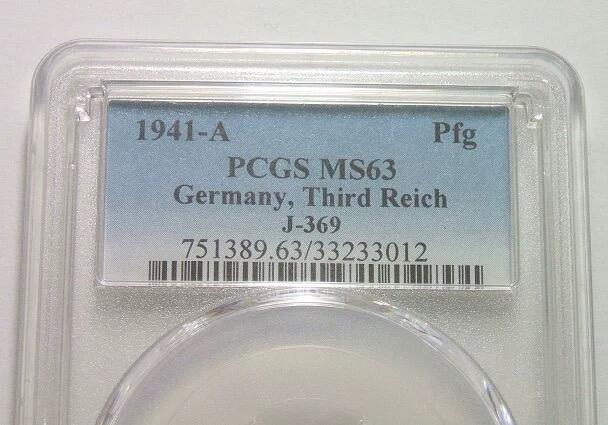 PCGS MS63 德国第三帝国1941年1芬尼 难得开卷原光