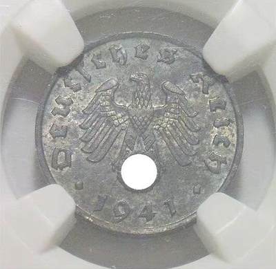 NGC MS61 德国第三帝国1941年G版1芬尼 难得开卷原光 - NGC MS61 德国第三帝国1941年G版1芬尼 难得开卷原光