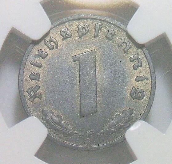 NGC MS62 德国第三帝国1942年F版1芬尼 难得开卷原光