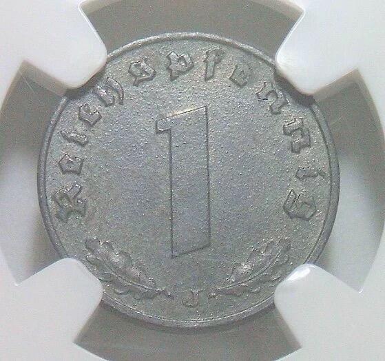 NGC MS61 德国第三帝国1942年J版1芬尼 难得开卷原光