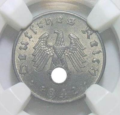 NGC MS62 德国第三帝国1942年F版1芬尼 难得开卷原光 - NGC MS62 德国第三帝国1942年F版1芬尼 难得开卷原光