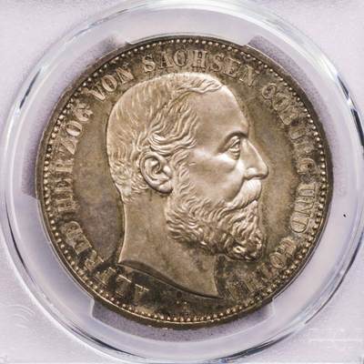 PCGS-PR65 1895萨克森科堡哥萨5马克大银币 亚军名誉品 - PCGS-PR65 1895萨克森科堡哥萨5马克大银币 亚军名誉品