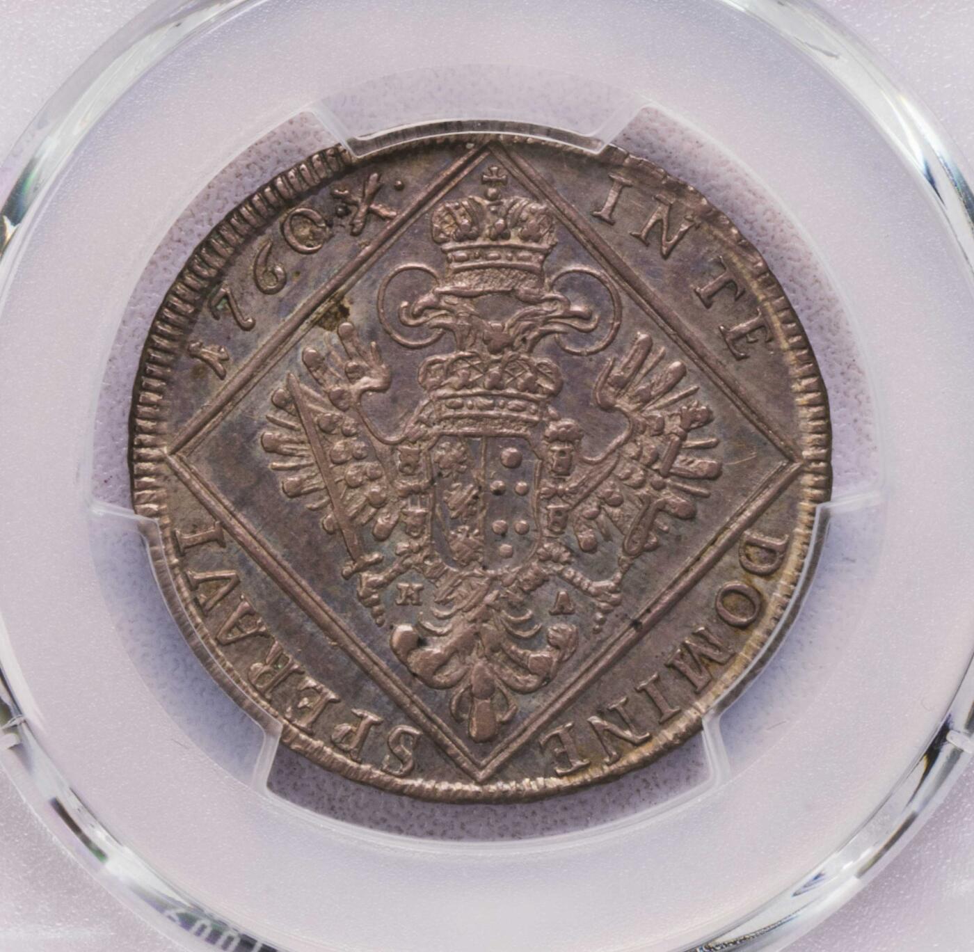 PCGS-AUD 1760奥地利弗朗茨30克鲁泽银币 原包浆老味道