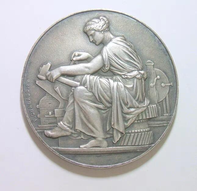 法国1896年 谷物女神高浮雕精制大银章 52MM 60克