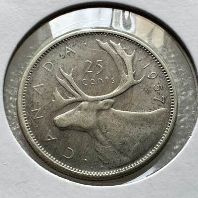 🌹外币初藏🌹🐯第85场 征集拍品 极速上拍 - 加拿大1957年25分银币 5.8克