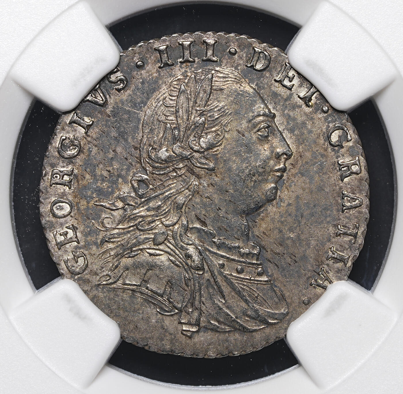 修遠堂世界钱币第四十三期 全场包邮 NGC MS62 1787年英国6便士银币 纸袋包浆