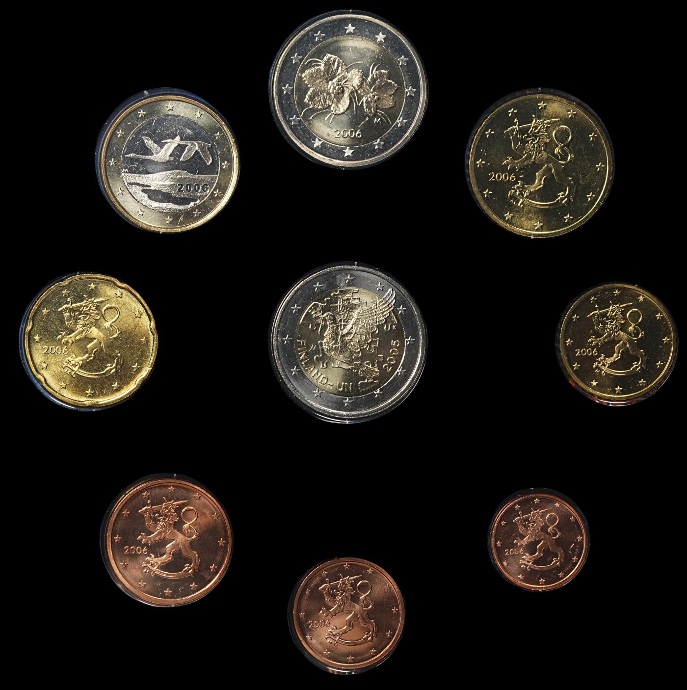 修遠堂世界钱币第四十三期 全场包邮 2006年芬兰欧元套币 造币厂原装帧 出厂状态  貌似是纪念一个灯塔