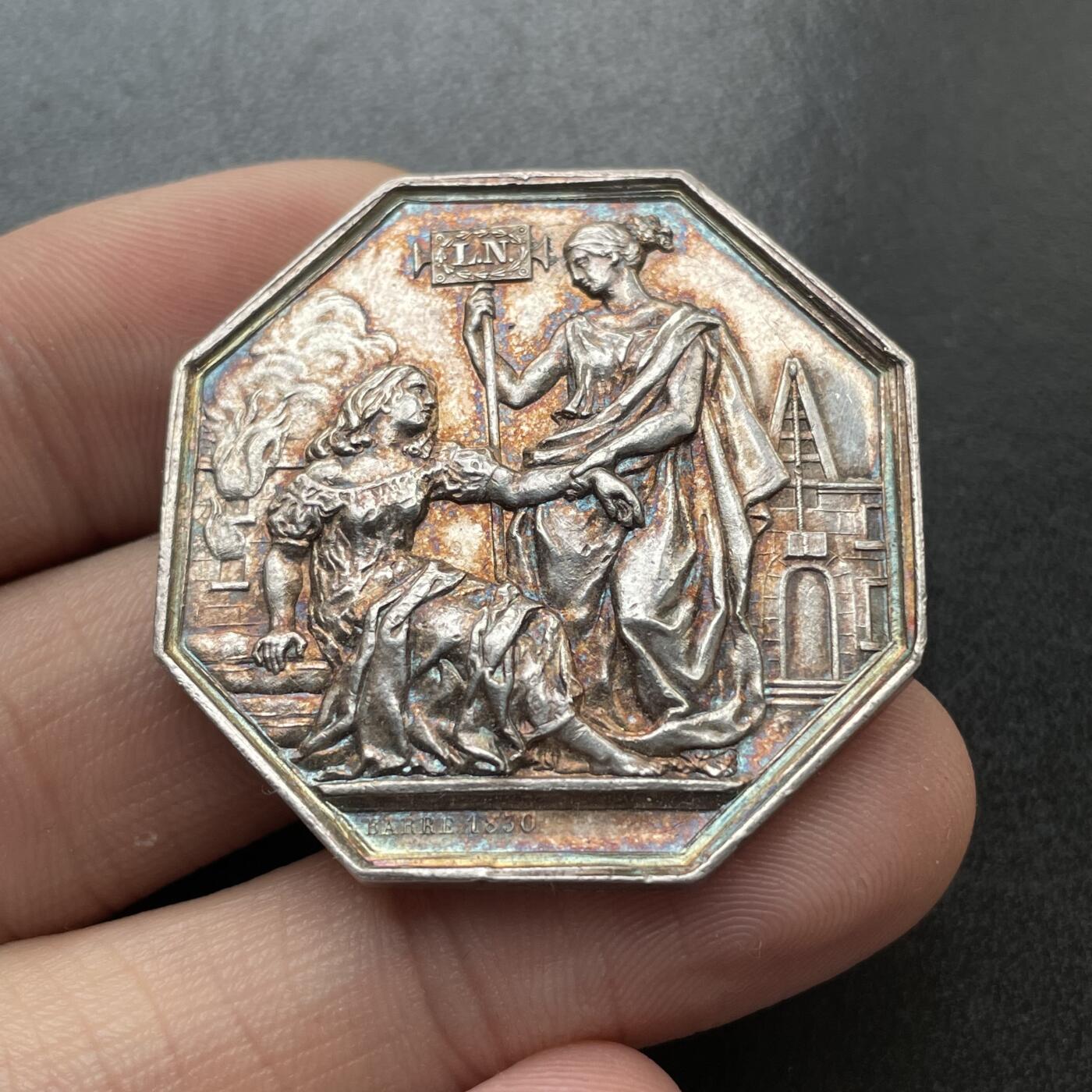 「木头集藏」章牌专场-第48期 法国火灾保险银章  直径：37 mm，20 g，边铭：手指 ARGENT
