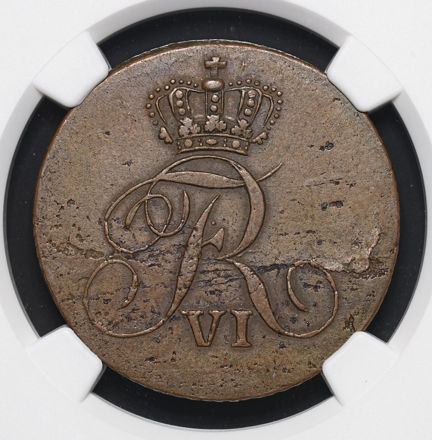 修遠堂世界钱币第四十三期 全场包邮 NGC AU58BN 1809年挪威4 SKILLING大铜币 克劳斯目录品相只到XF，少见品种