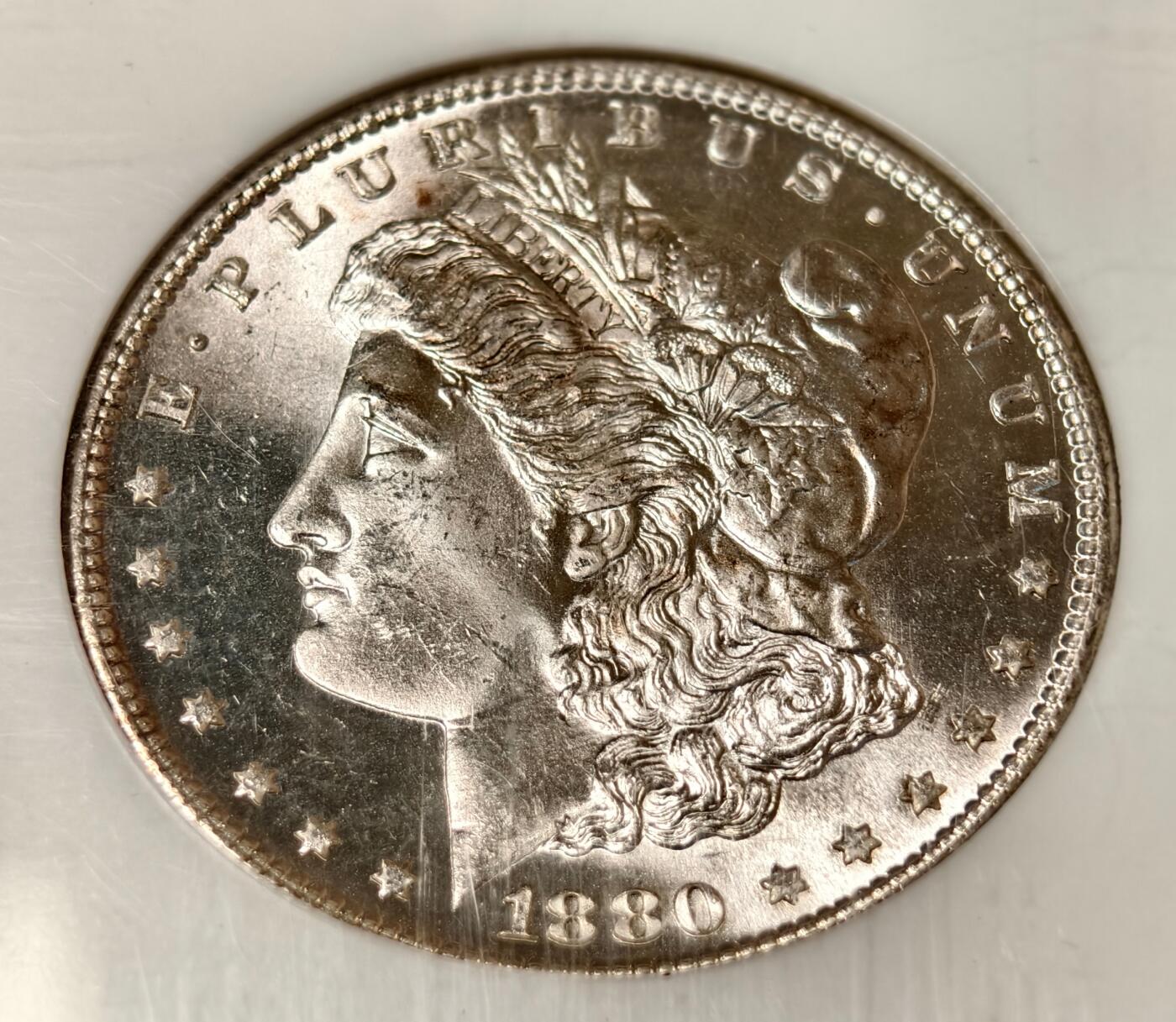 紫瑗钱币——第430期 美国 1880年 S版 摩根 大头妹 1美元 银币 NGC MS64 老盒