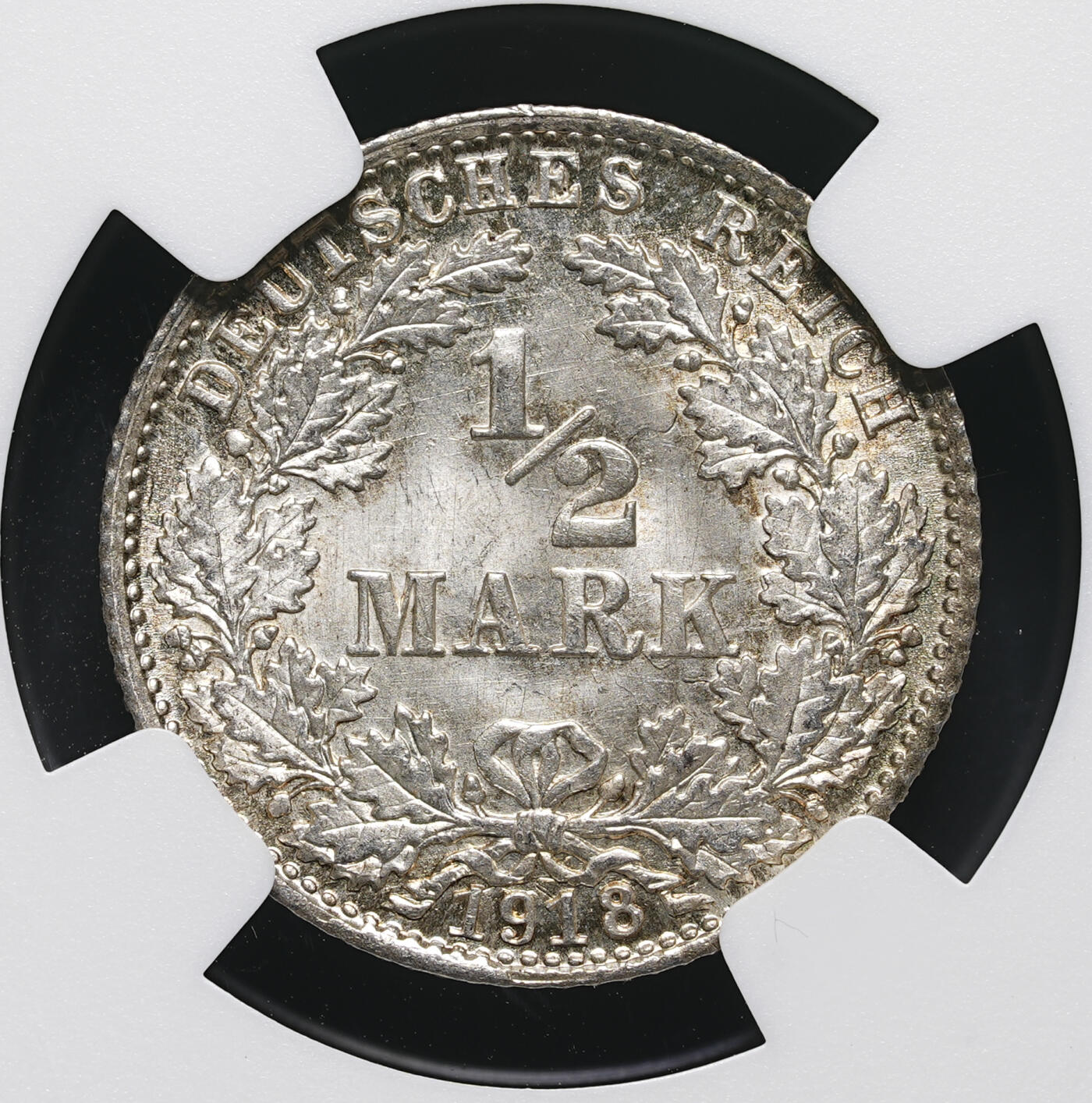 修遠堂世界钱币第四十三期 全场包邮 NGC MS67 1918年德国1/2马克银币