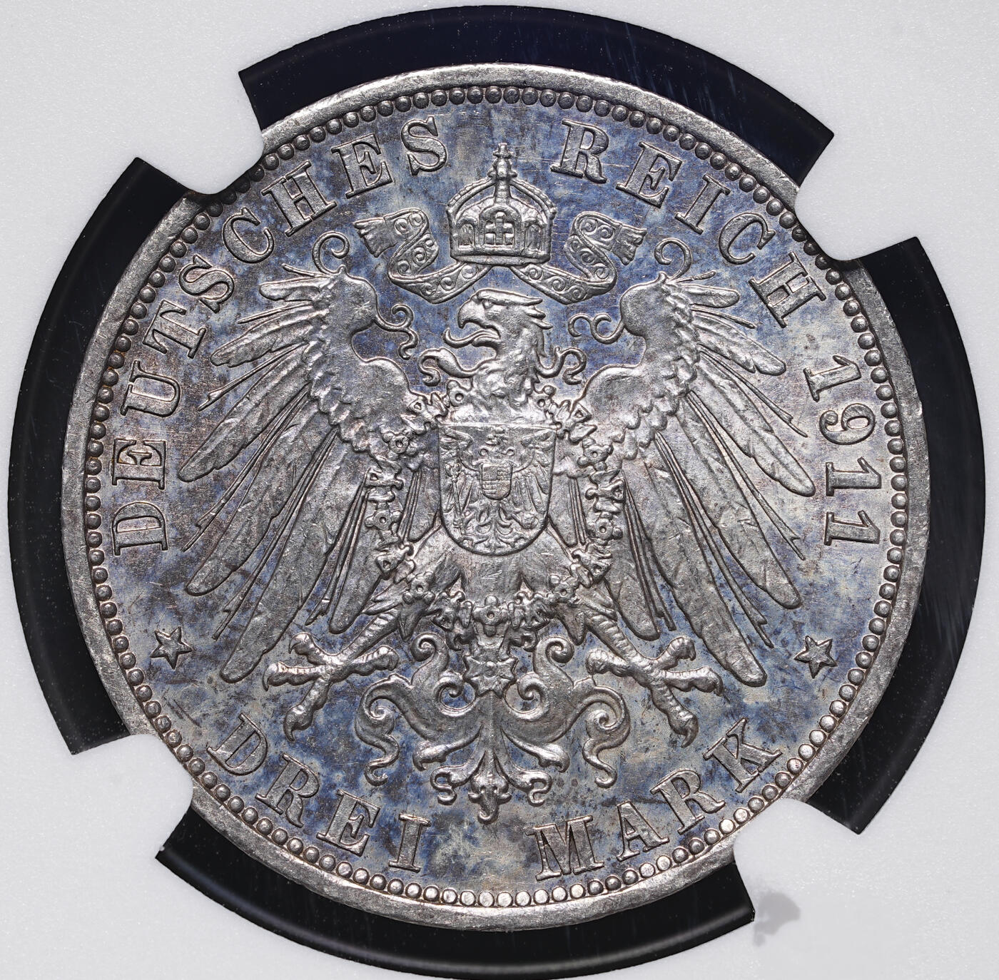 修遠堂世界钱币第四十三期 全场包邮 NGC MS62 1911年绍姆堡-利珀大公国大公逝世纪念3马克银币 少见品种 仅铸造5万枚