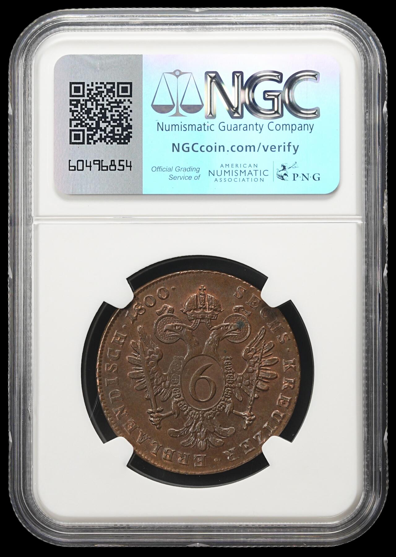 修遠堂世界钱币第四十三期 全场包邮 NGC MS63BN 1800年神圣罗马帝国6克鲁泽大铜币