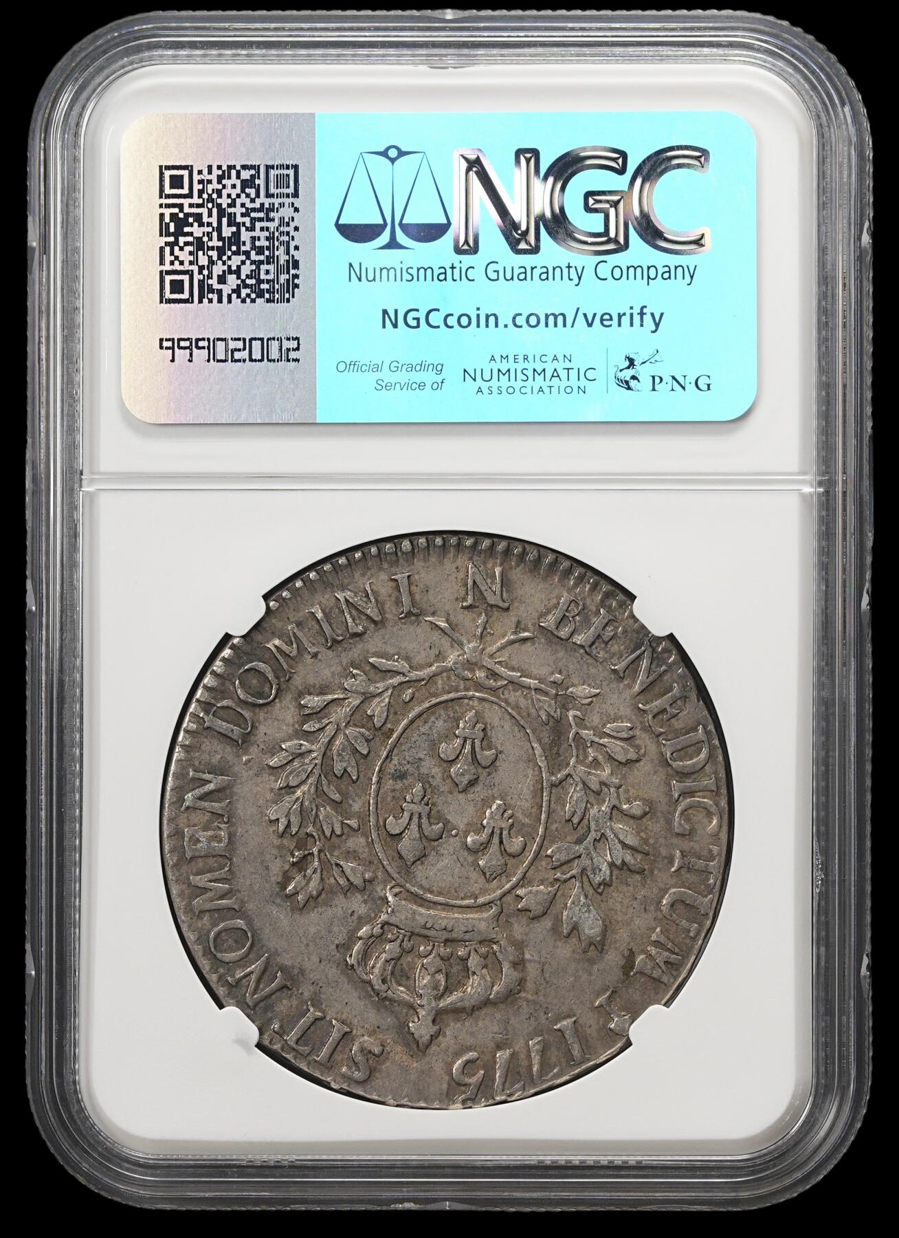 修遠堂世界钱币第四十三期 全场包邮 NGC AU50 1775年法国埃居大银币 路易十六 N厂铭 老包浆