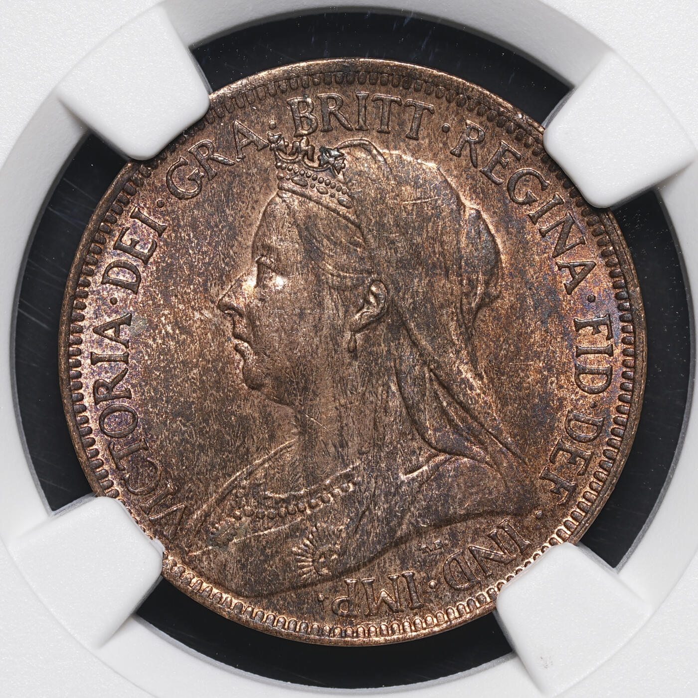 修遠堂世界钱币第四十三期 全场包邮 NGC MS64RB 1901年英国1/2便士铜币