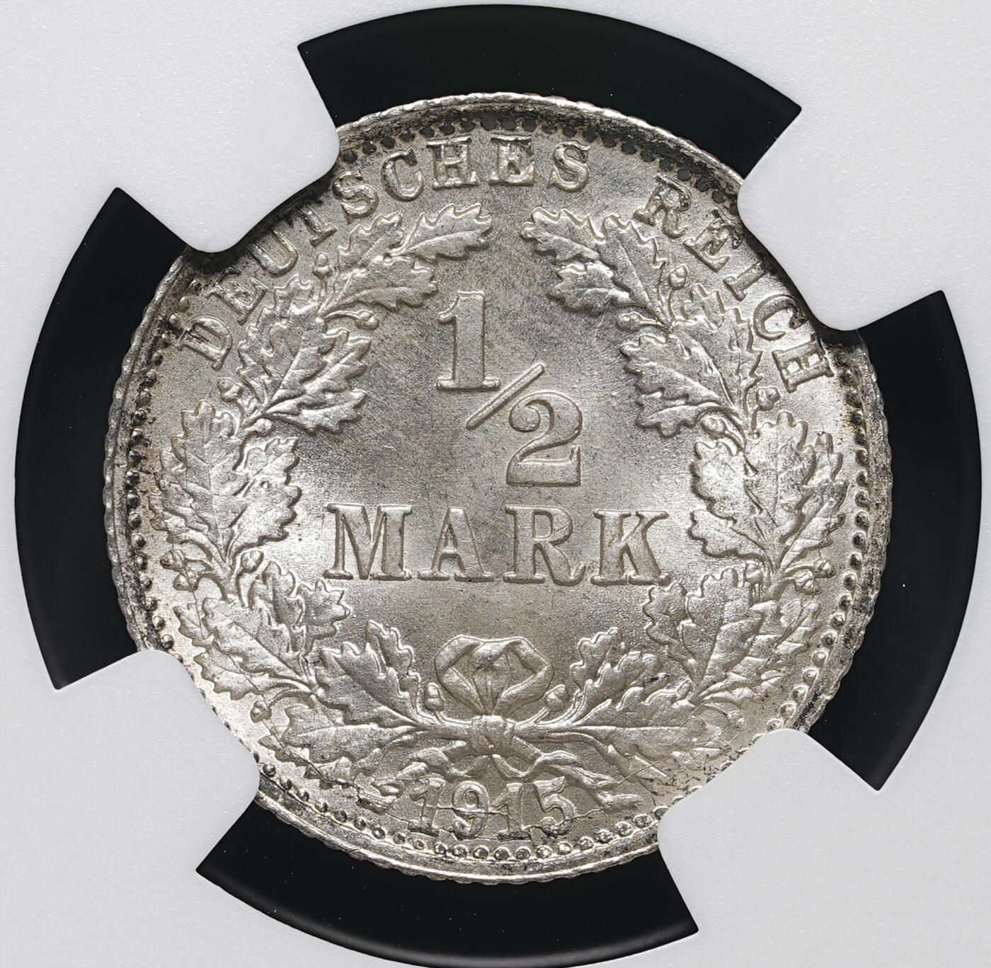 修遠堂世界钱币第四十三期 全场包邮 顶级高分 NGC MS68 1915年德国1/2马克银币 F厂铭