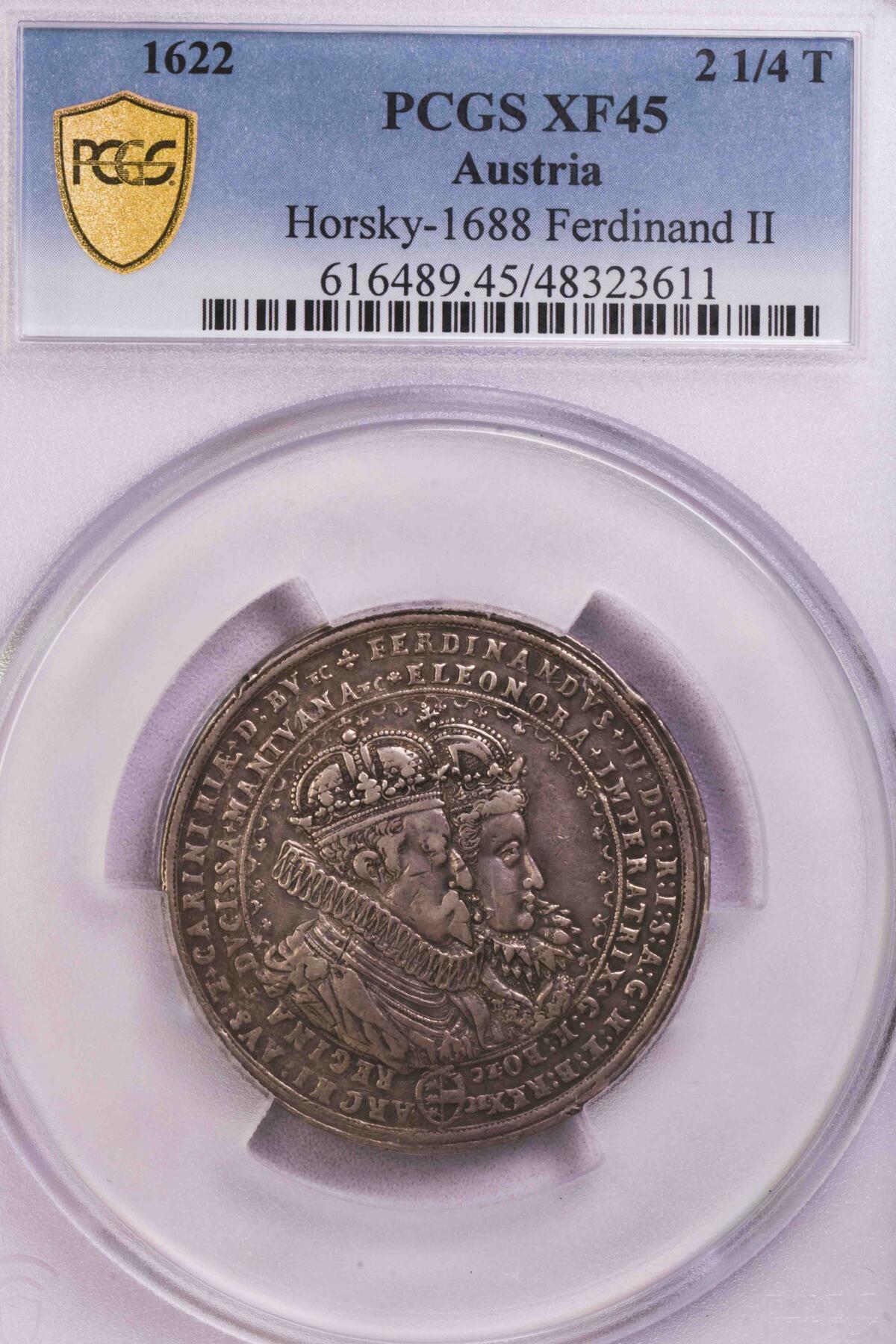 PCGS-XF45 1622神罗斐迪南二世2-1/4泰勒 唯一冠军大规格