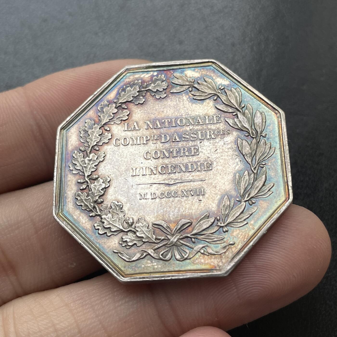 「木头集藏」章牌专场-第48期 法国火灾保险银章  直径：37 mm，20 g，边铭：手指 ARGENT