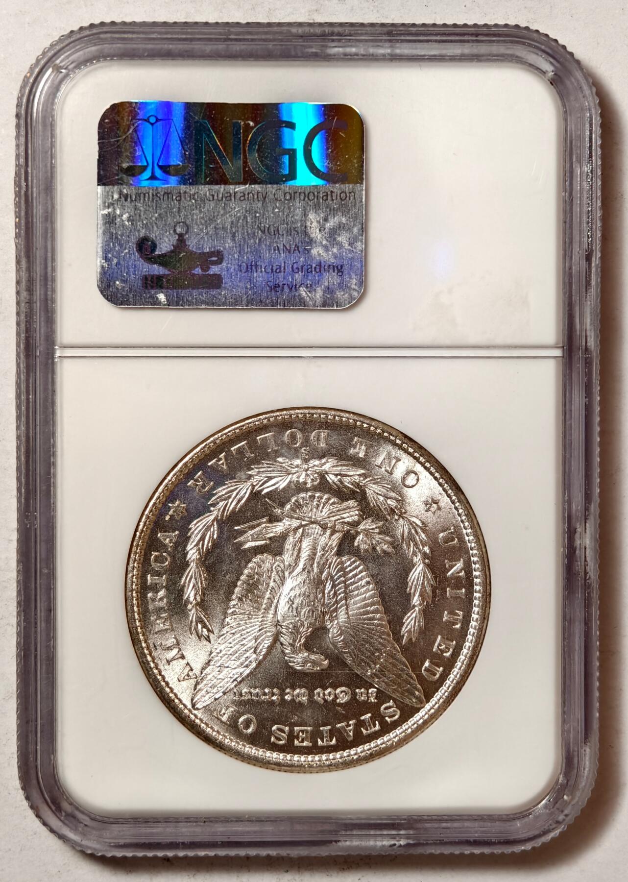 紫瑗钱币——第430期 美国 1880年 S版 摩根 大头妹 1美元 银币 NGC MS64 老盒